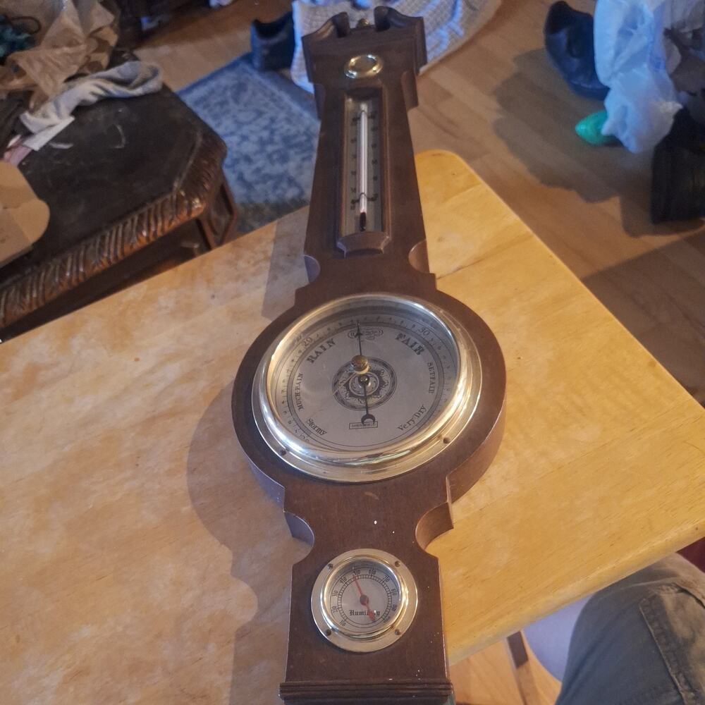 Vintage Springfield Change 24” Weather Thermometer Barometger Humidity Station